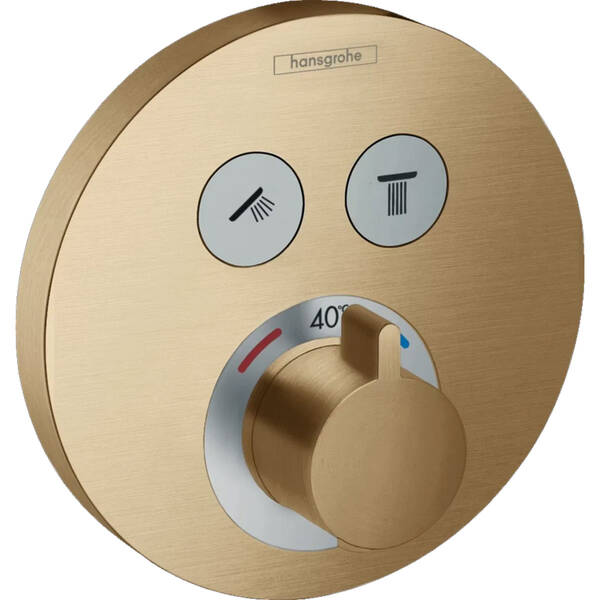 Змішувач прихованого монтажу для душу Hansgrohe ShowerSelect S 15743140 з термостатом, на 2 функції, бронза, фото 1