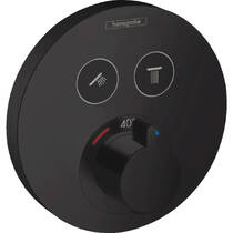 Смеситель скрытого монтажа для душа Hansgrohe ShowerSelect S 15743670 с термостатом, на 2 функции, черный матовый, фото №1