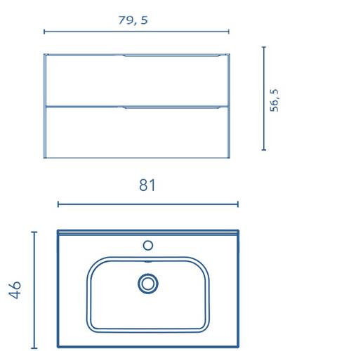 Тумба з раковиною Royo Mio 126354+123343 підвісна 80 см білий, фото 4