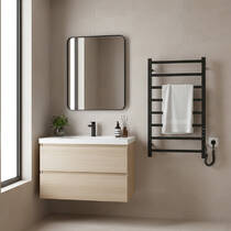 Полотенцесушитель электрический Марио Токио-I 800x500/80 TR К с таймером и регулятором температуры, черный матовый, фото №1