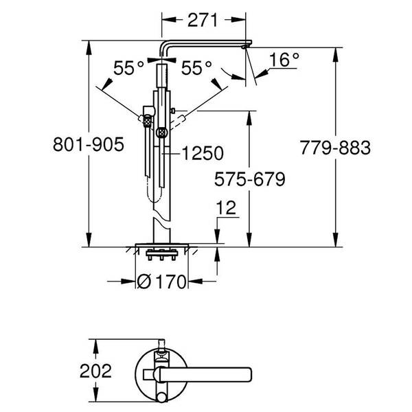 Змішувач для ванни Grohe Lineare 23792001 підлоговий, хром, фото 5