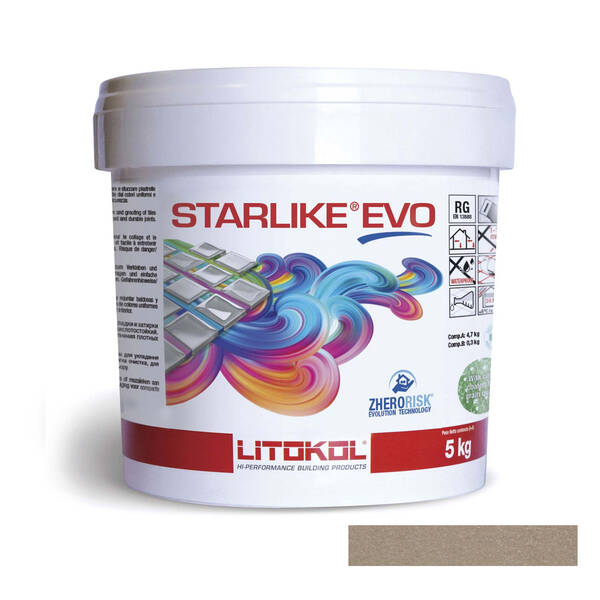 Заповнювач для швів Litokol Starlike Evo 225 епоксидний двокомпонентний 5кг табакко, фото 1