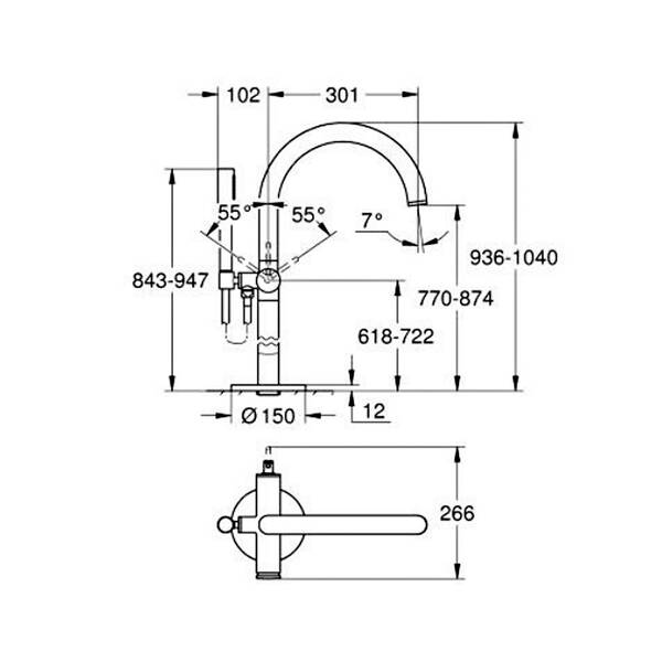 Змішувач для ванни Grohe Atrio 32653003 підлоговий, хром, фото 2