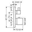 Змішувач прихованого монтажу для ванни/душу Axor Uno 38720000 з термостатом, хром, фото 2