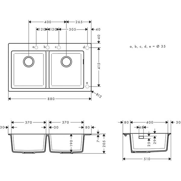 Мойка для кухни Hansgrohe S51 43316170 (S510-F770) две чаши, графит, фото 2