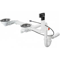Сифон для кухонной мойки на две чаши Hansgrohe 43948000 (D17-12) хром, фото №1