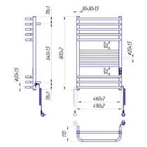 Рушникосушарка електрична Mario Гера-Люкс-I 800х500/170 TR К 800х490 мм хром 175 Вт, фото №2