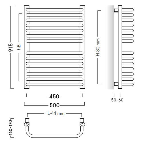 Рушникосушарка водяна Instal Projekt Standard 3D STD-50/90 915х500 мм білий, фото 3