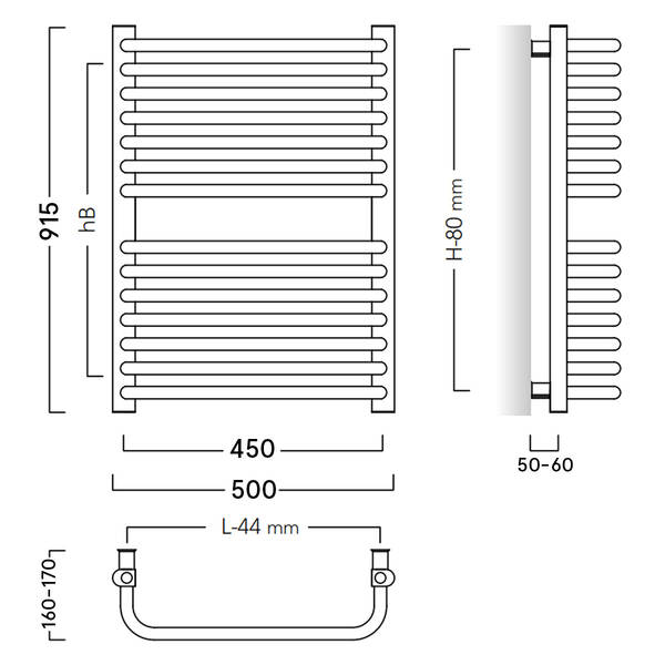 Рушникосушарка водяна Instal Projekt Standard 3D STD-50/90 915х500 мм білий, фото 3