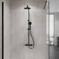 Змішувач для душу Devit Fresh 37520121B з термостатом чорний матовий, фото №1