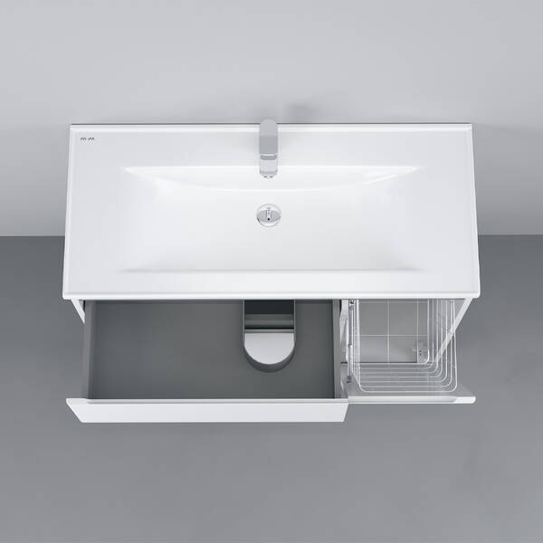 Тумба с раковиной AM.PM X-Joy M85 - FSR10036 - WC10036WG38 напольная, 100 см, с корзиной для белья, правая, фото 3