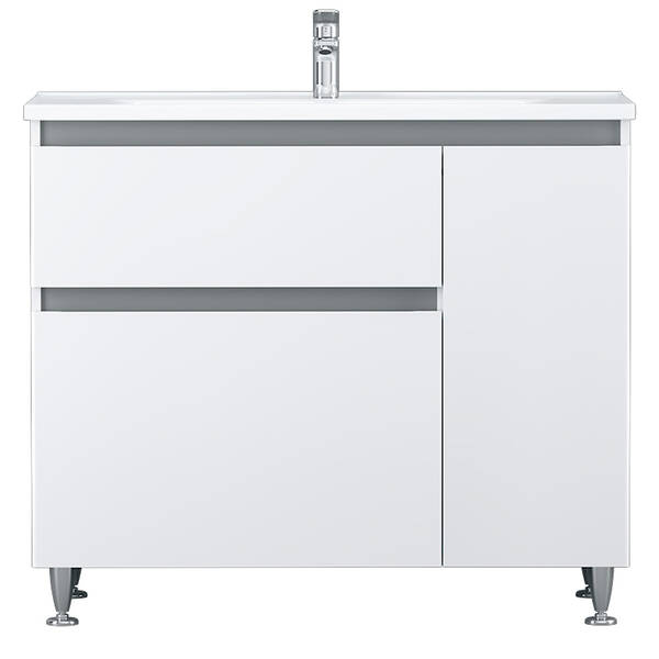 Тумба с раковиной AM.PM X-Joy M85 - FSR10036 - WC10036WG38 напольная, 100 см, с корзиной для белья, правая, фото 1
