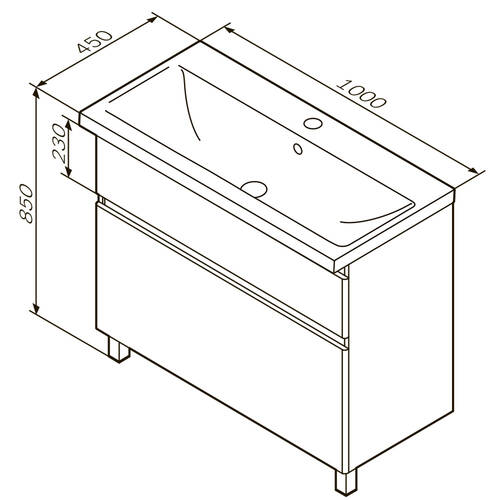 Тумба с раковиной AM.PM X-Joy M85 - FSR10036 - WC10036WG38 напольная, 100 см, с корзиной для белья, правая, фото 4