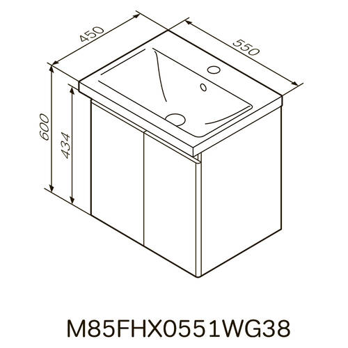 Тумба з раковиною AM.PM X-Joy M85 - FHX0551 - WC0551WG38 підвісна, 55 см, білий глянець, фото 7