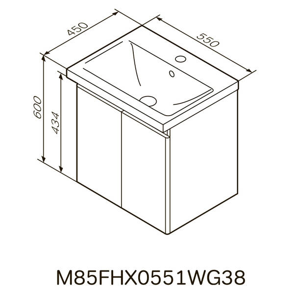 Тумба з раковиною AM.PM X-Joy M85 - FHX0551 - WC0551WG38 підвісна, 55 см, білий глянець, фото 7