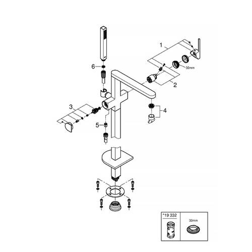 Змішувач для ванни Grohe Plus 23846003 підлоговий,  хром, фото 3