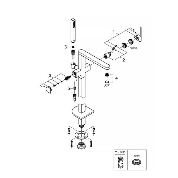 Змішувач для ванни Grohe Plus 23846003 підлоговий,  хром, фото 3