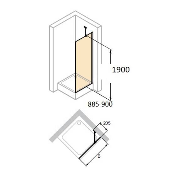 Бічна стінка Huppe Design Pure 8P1004.123.321 90х190 см, фото 1