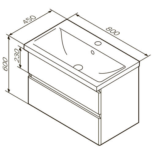 Тумба з раковиною AM.PM X-Joy M85 - FHX0802 - WC0802WG38 підвісна, 80 см, білий глянець, фото 6