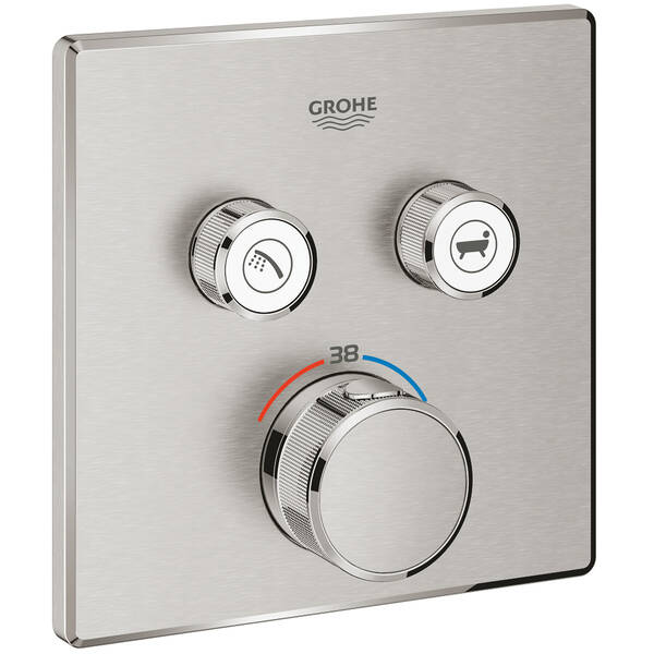 Смеситель скрытого монтажа для душа Grohe Grohtherm SmartControl 29124DC0 с термостатом, суперсталь, фото 1