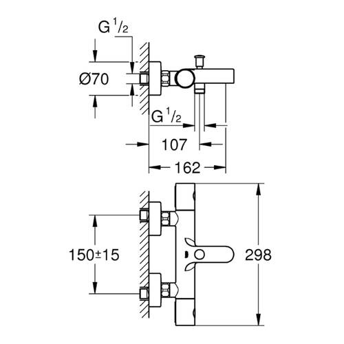 Змішувач для ванни Grohe Grohtherm 800 Cosmopolitan 34772000 з термостатом, хром, фото 2