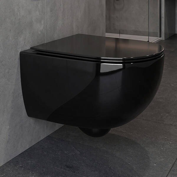 Унітаз підвісний NIC Design PIN 003 709 008 без обідка (Rimless) колір Nero gloss
