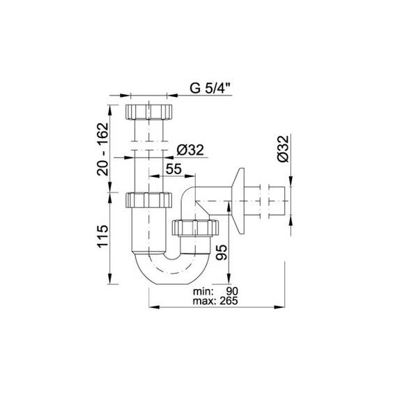 Сифон для раковини трубний Styron STY-638-32-K хром, фото 2