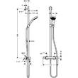 Змішувач для душу термостатичний Hansgrohe Croma Select S 27247400 з душовим набором і штангою, хром/білий, фото 2