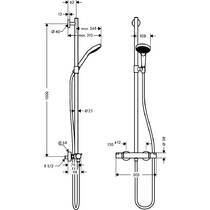Змішувач для душу термостатичний Hansgrohe Croma Select S 27247400 з душовим набором і штангою, хром/білий, фото №2