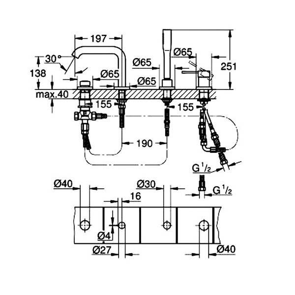 Смеситель для ванны Grohe Essence 19578A01 графит темный, фото 2