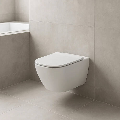 Унитаз подвесной Geberit Smyle Square 500.683.00.2 Rimfree, с сиденьем Soft Close, фото 1