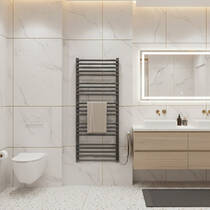 Полотенцесушитель электрический Terma Alex One WWALN114050KCROE8U 1140х500 мм хром 400 Вт, фото №4