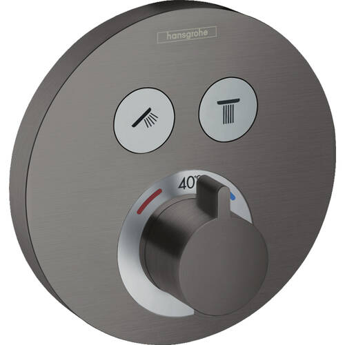 Смеситель скрытого монтажа для душа Hansgrohe ShowerSelect S 15743340 с термостатом, хром черный матовый, фото 1