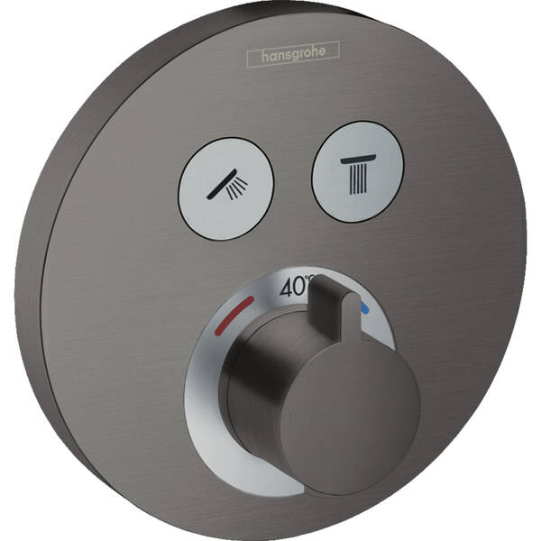 Смеситель скрытого монтажа для душа Hansgrohe ShowerSelect S 15743340 с термостатом, хром черный матовый, фото 1