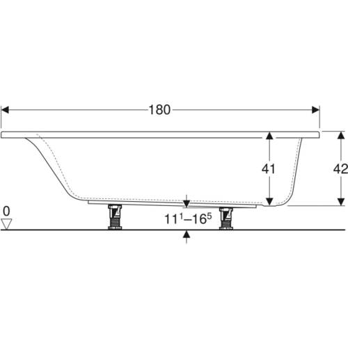 Ванна акриловая Geberit Selnova Square 554.386.01.1 180х80 см с ножками, фото 4