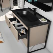 Тумба с раковиной Devit Art 0W20080C напольная 80 см капучино, раковина - черная матовая, фото №1