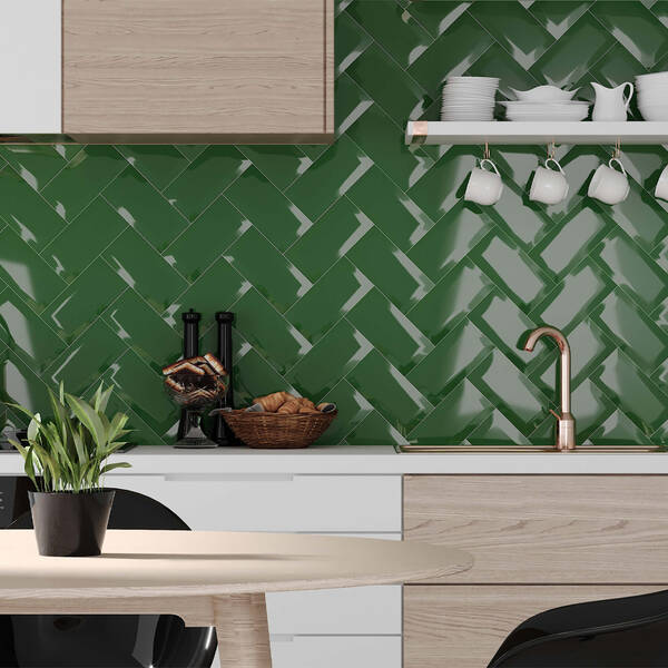 Плитка Golden Tile Metrotiles зелений 464061 10х20 см - купити в