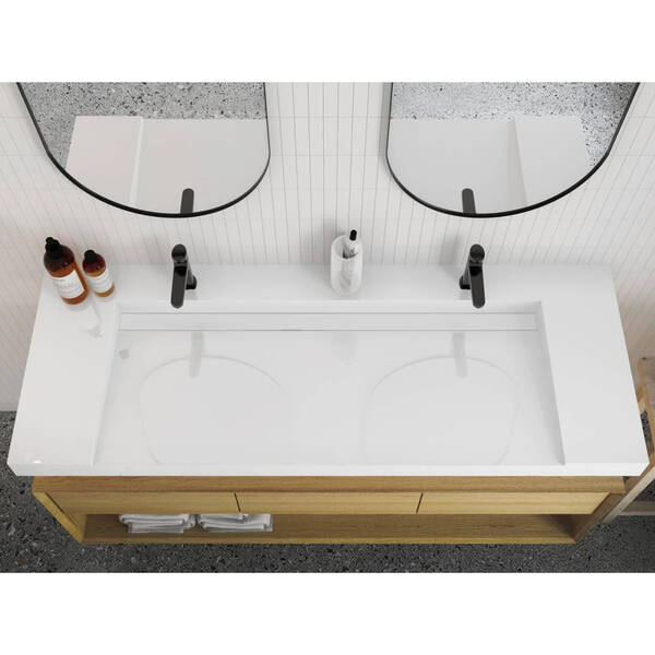 Раковина Miraggio Olmos 1500 Miramarble 150 см білий глянець, фото 5