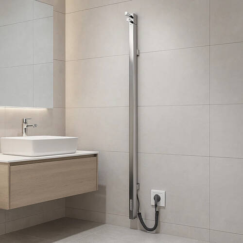 Рушникосушарка електрична Mario Ray Cubo-І 1100x30/130 TR 1100х30 мм полірована нержавіюча сталь 30 Вт, фото 1