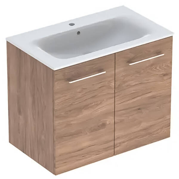 Тумба з раковиною Geberit Selnova Square 501.258.00.1 підвісна 80 см горіх темний, фото 1