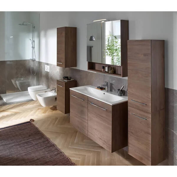 Тумба з раковиною Geberit Selnova Square 501.258.00.1 підвісна 80 см горіх темний, фото 6