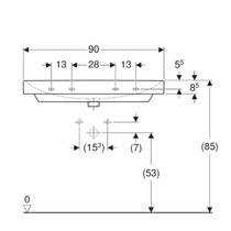 Раковина Geberit Smyle Square 500.250.01.1 90см, без отверстия для смесителя, цвет белый глянец, фото №4