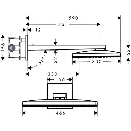 Верхний душ Hansgrohe Rainmaker Select 460 2jet 24005600 хром/черный, фото 2