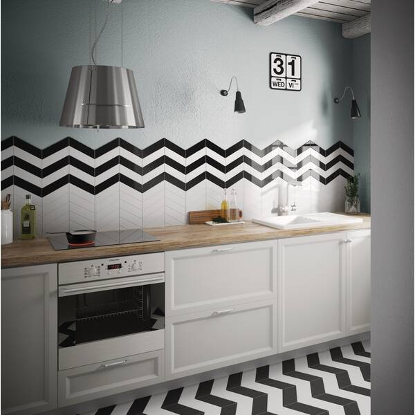 Плитка Equipe Ceramicas Chevron Wall 23351 Chevron Wall White Matt Left 18,6x5,2 см, фото 2