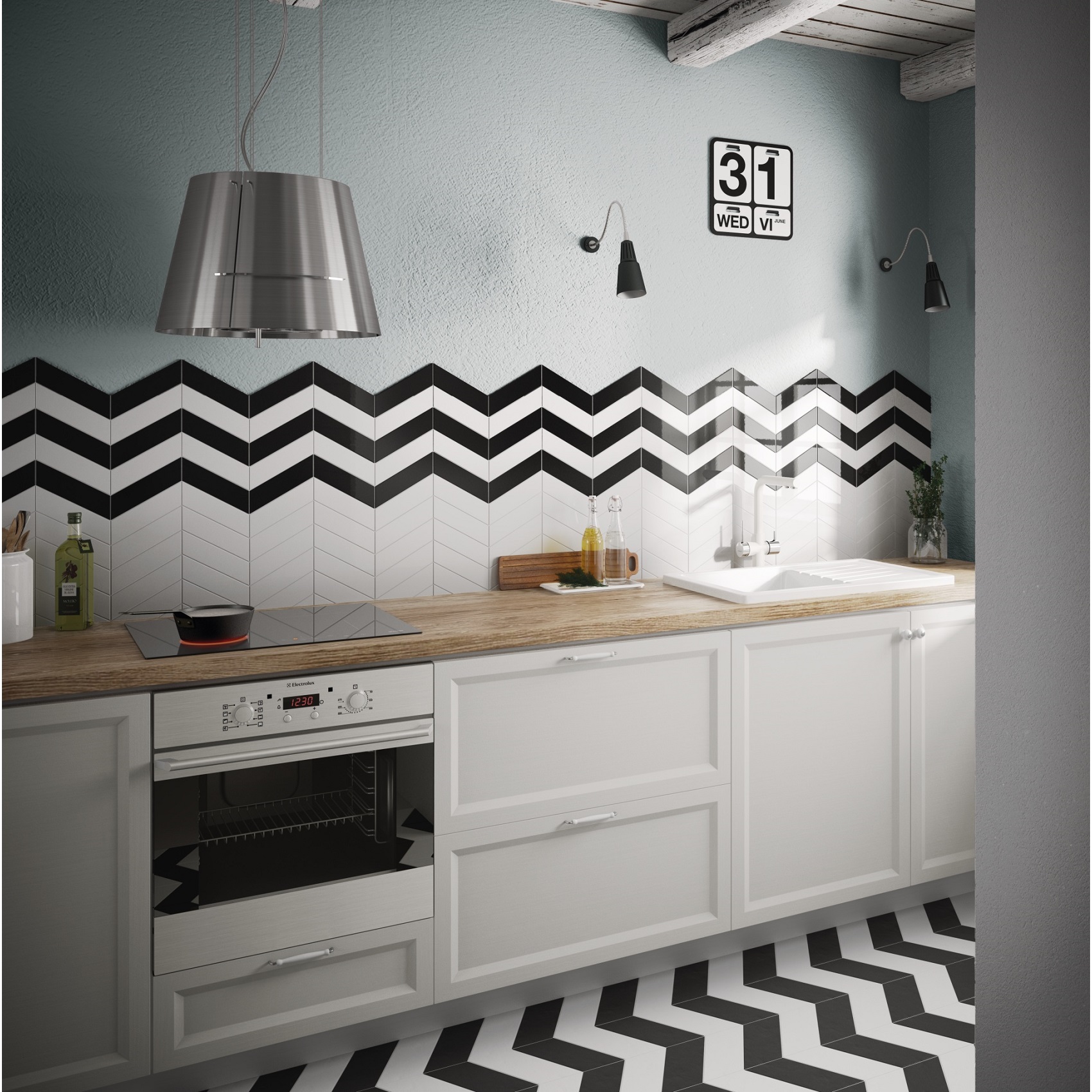 23357 CHEVRON WALL BLACK MATT left (1 сорт)