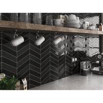 Плитка Equipe Ceramicas 23367 Chevron Wall Black Matt Right 18,6x5,2 см, фото №3