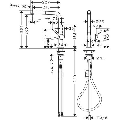 Смеситель для кухни Hansgrohe Talis M54 72845670 с выдвижным душем, фото 2