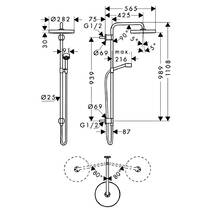 Душова система прихованого монтажу Axor One 48790670 чорний матовий, фото №2
