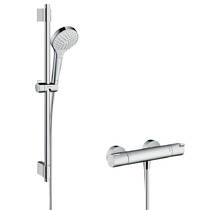 Змішувач для душу термостатичний Hansgrohe Croma Select S 27833400 з душовим набором і штангою, хром/білий, фото №1