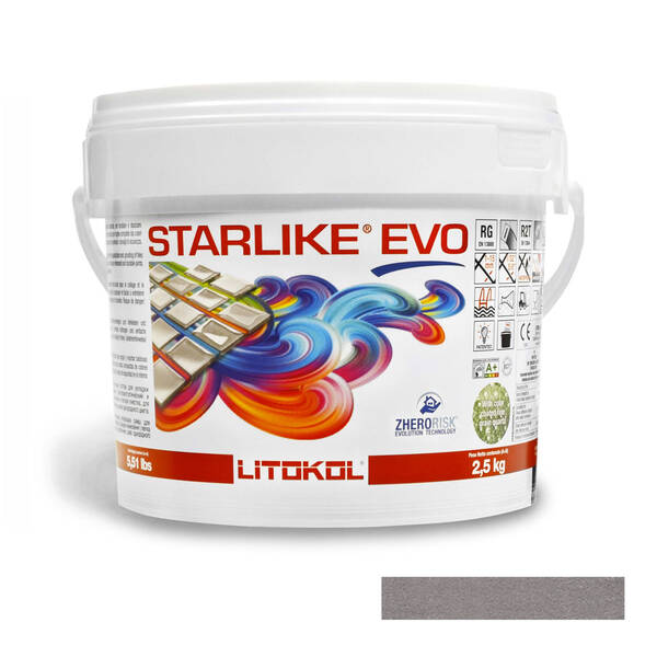 Заповнювач для швів Litokol Starlike Evo 125 епоксидний двокомпонентний 2,5кг сірий цемент, фото 1